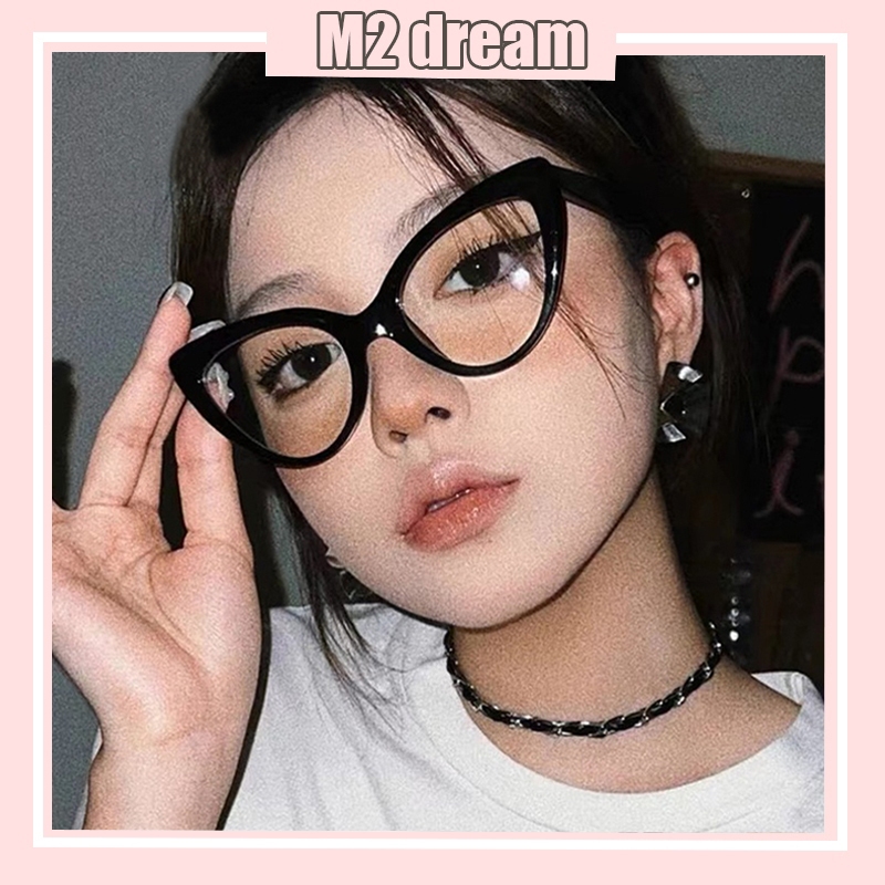 【READY STOCK】Fashionable Cat Eye Glasses Women's Retro Glasses Frames Anti-Blue Light Glasses Unisex Cermin Mata