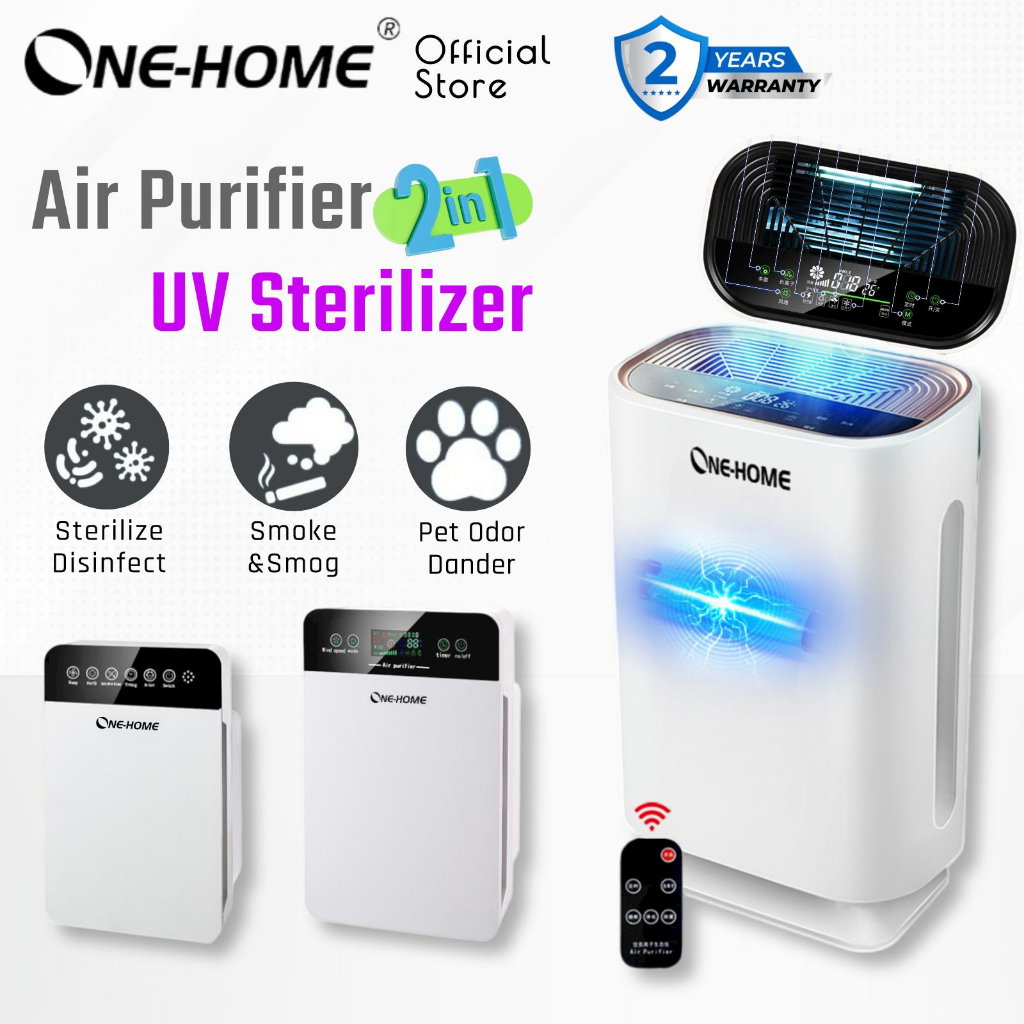 ONE HOME Air Purifier UV Sterilization HEPA Activated Carbon Filter Odors Formaldehyde Removal Penapis Udara 空气净化器