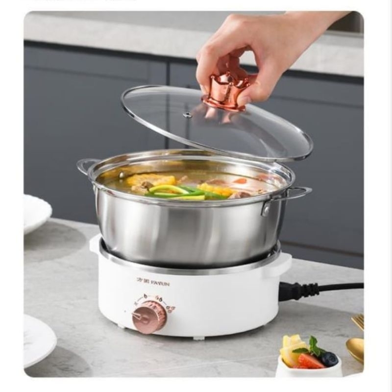 🍀Ready Stock🍀 Electric Stainless Steel Multifunction Cooker Pot Cooking Pot Hot Pot 分体电煮锅