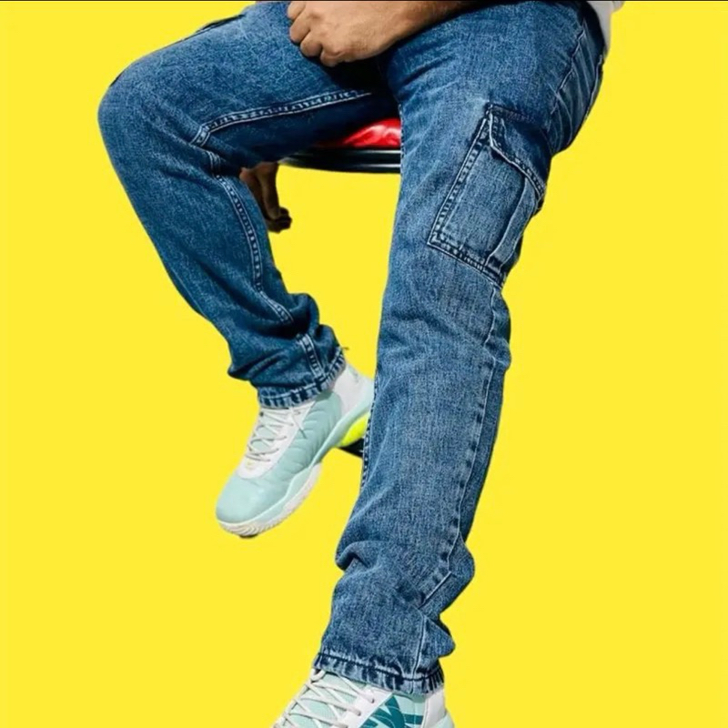 Ready stock Silimfit men's jeans CARGO Acid 6poket premium quality  jeans Pant for men