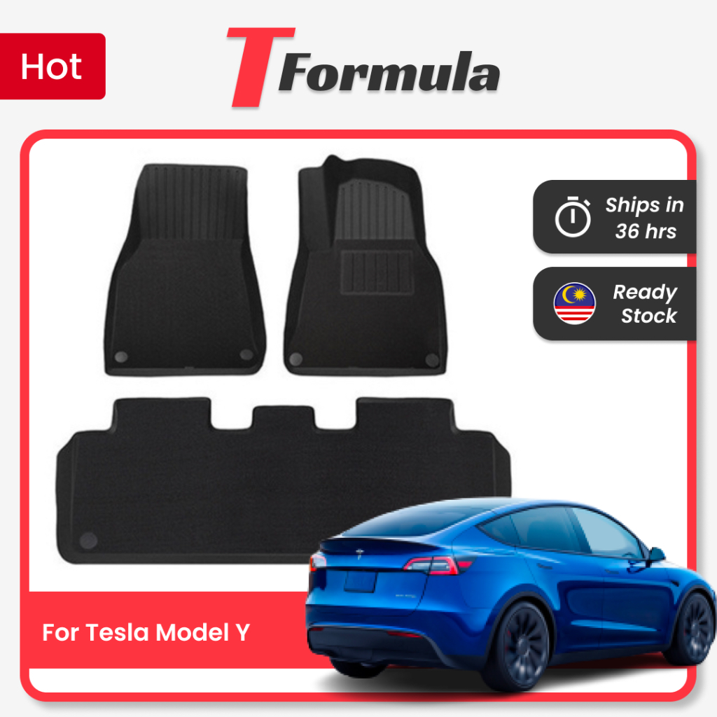 Tesla TPE Floor Mat Premium Chenille Carpet ModelY Tformula Soft Comfort Model3 Interior cover accessory waterproof EV