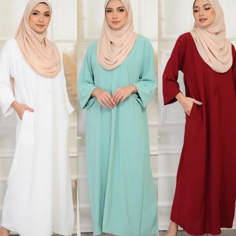 Kaftan Dress Muslimah Baju raya 2024 CEY Crepe Ironless