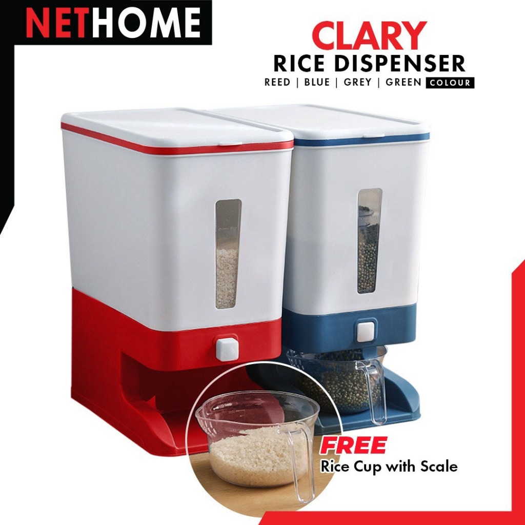 ⚡️FAST DELIVERY⚡️CLARY 10KG AUTOMATIC RICE DISPENSER WITH RINSING CUP SMART RICE DISPENSER RICE STORAGE RICE BUCKET