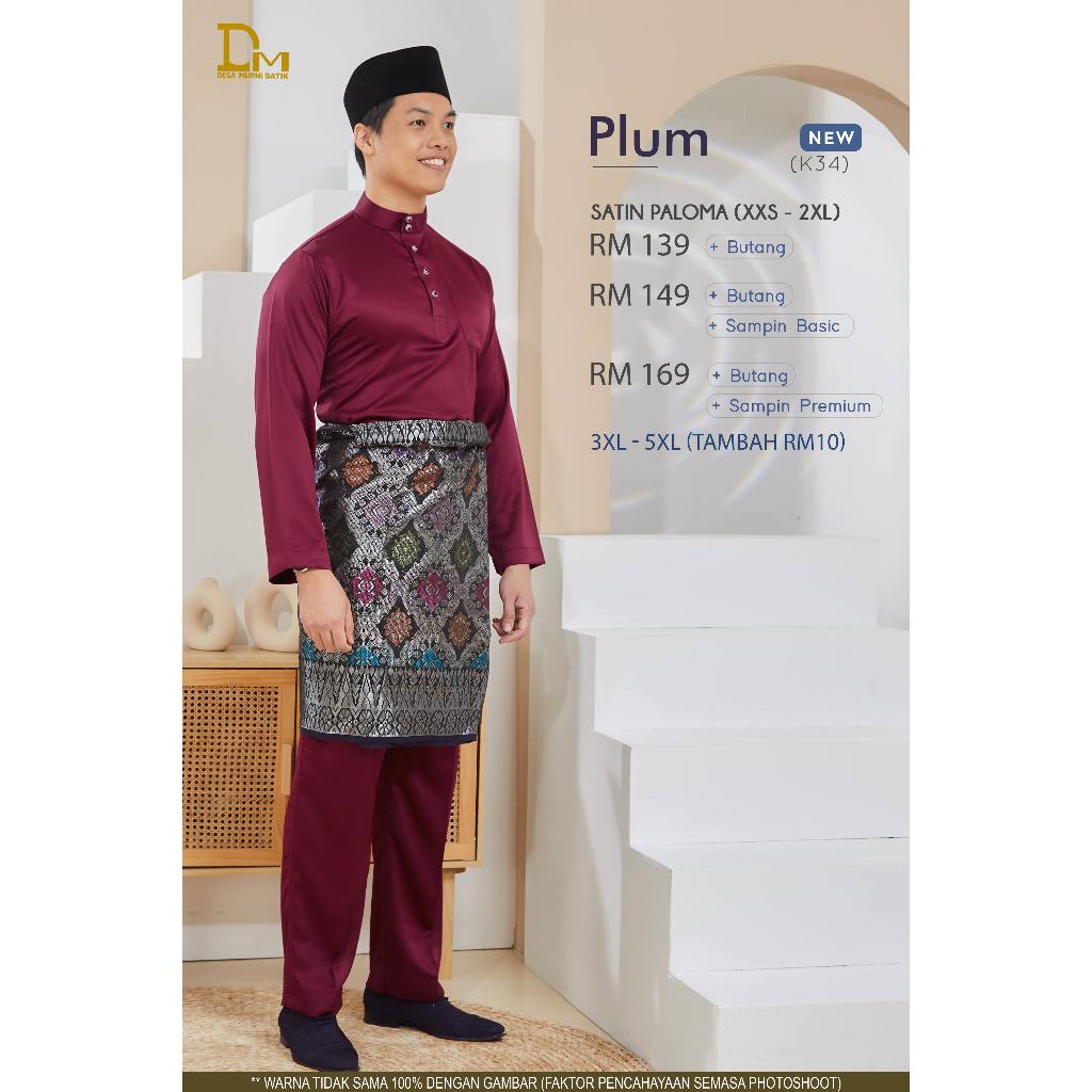 BAJU MELAYU TRADITIONAL ADAM K34 PLUM