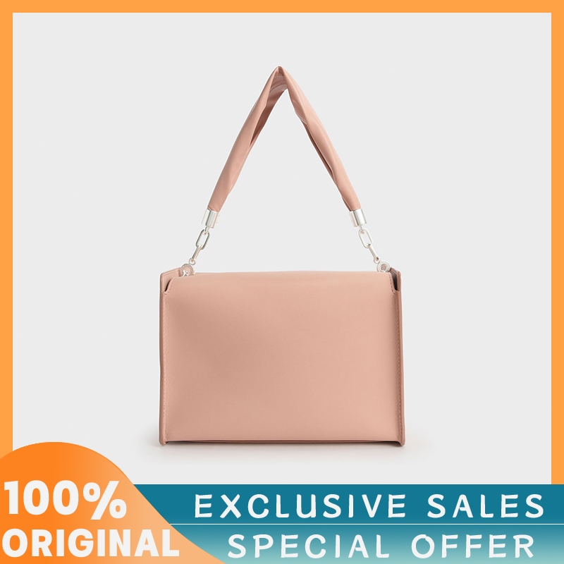 Exclusive sale ❤ Original CHARLES&KEITH Blush Slouchy Top Handle Bag Shouder Handbags Crossbody Boxey Bag 50270683