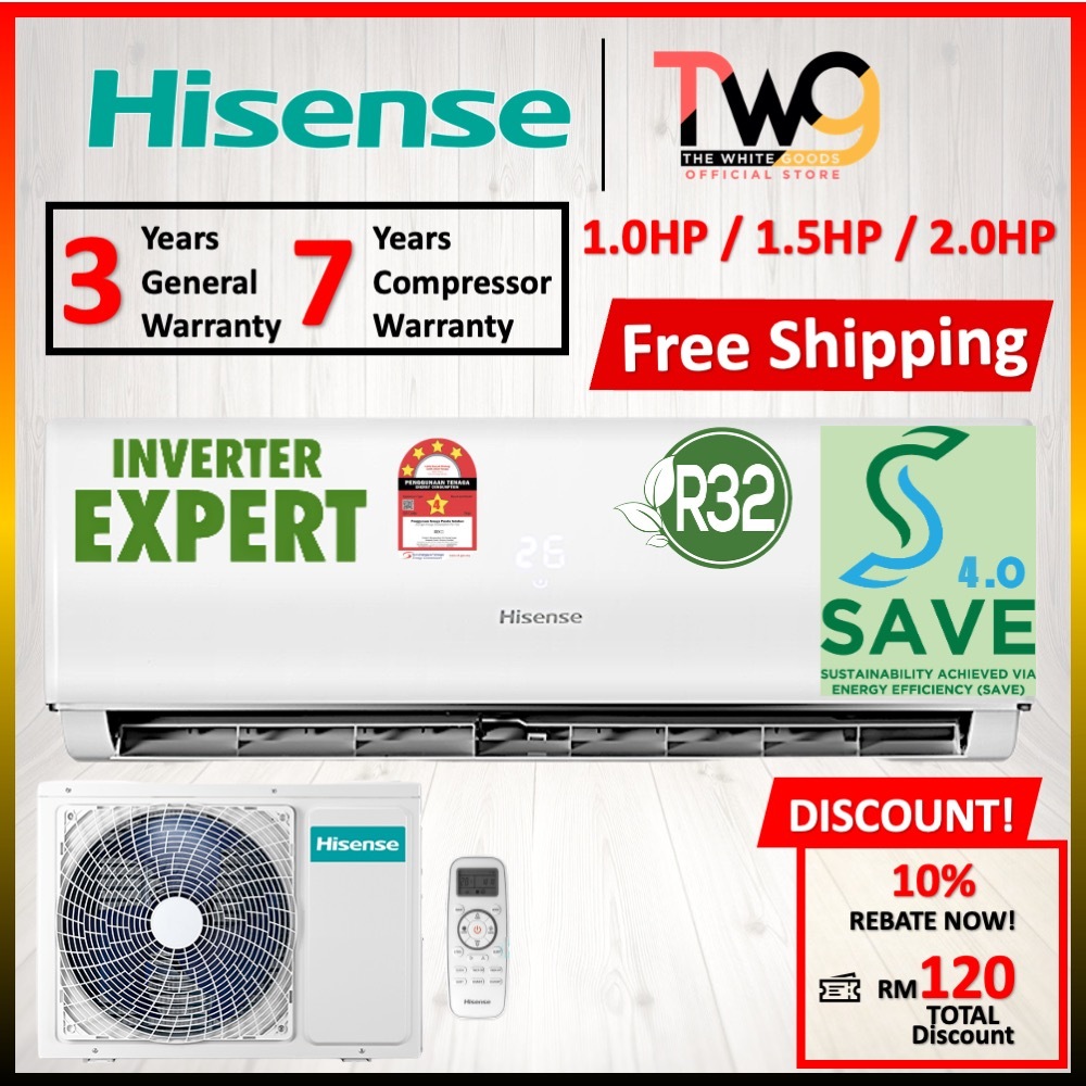 [FREE SHIPPING] Hisense (1HP / 1.5HP/ 2HP) Inverter R32 Air Conditioner AI10KAGS AI13KAGS AI20KAGS WITH AUTO CLEAN 冷气机