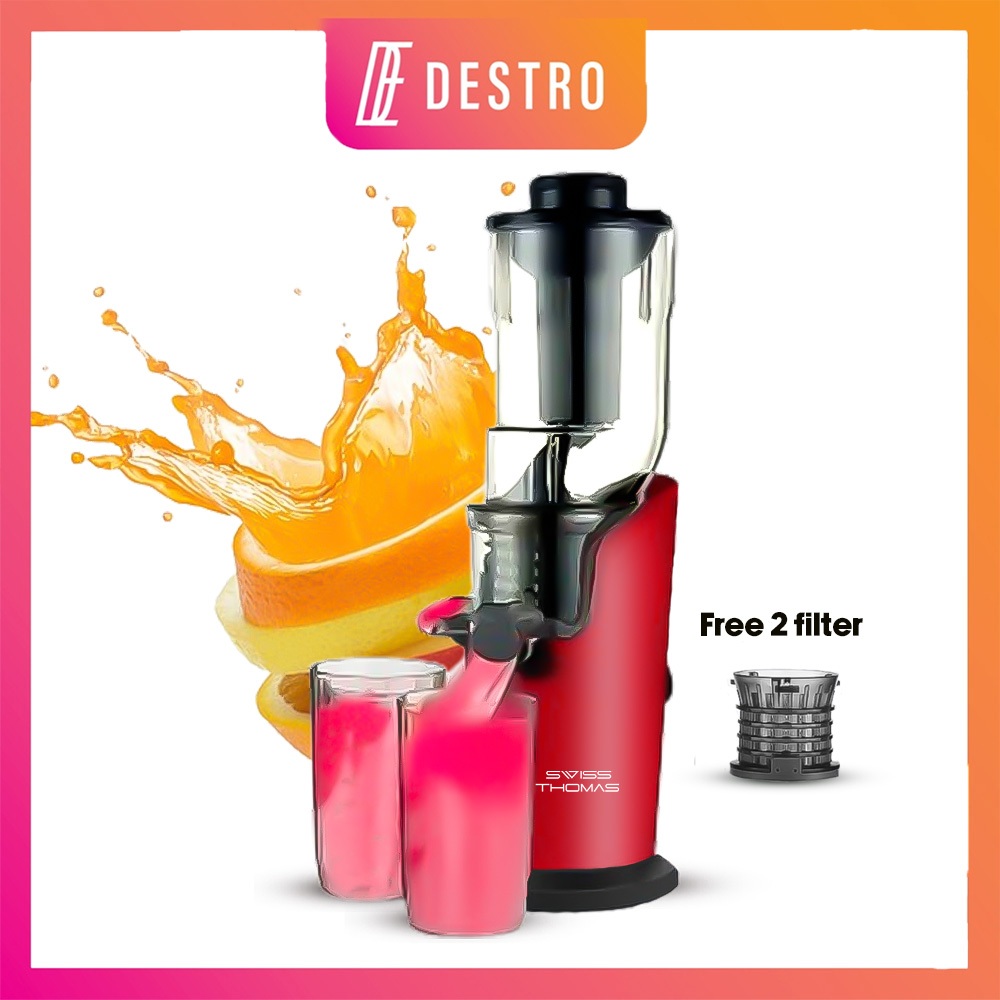 Destro Screenless Filter Free Slow Juicer Juice Extractor Pengisar Buah Buahan (Less Oxidation, High Yield) Swiss Thomas