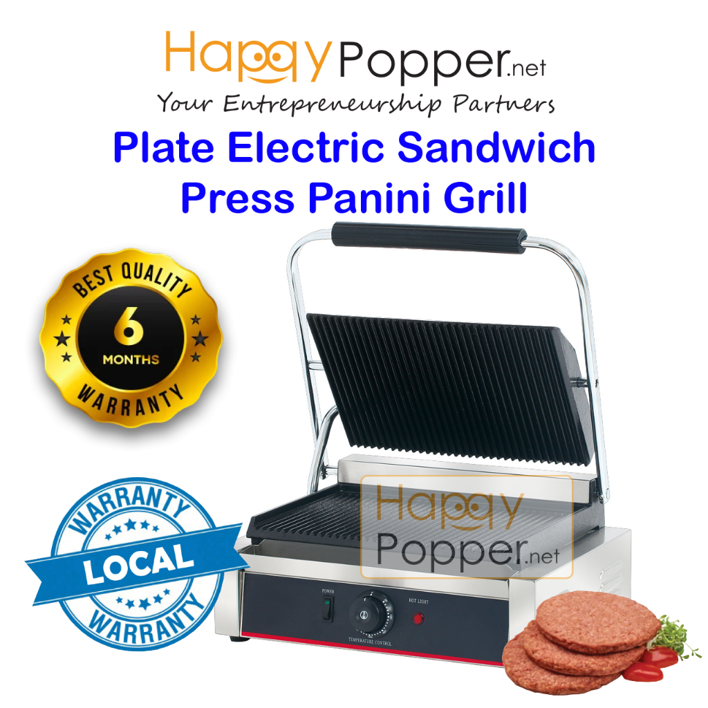 Happypopper Commercial Electric Belgium Press Griddle Plate Sanwich Toaster Grill Panini Maker Machine 811 商用压板三文治电扒炉