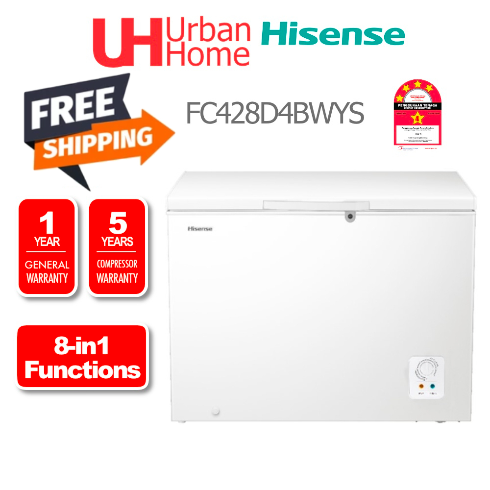 [FREE SHIPPING] Hisense 8-in-1 Super Freeze Chest Freezer (350L) FC428D4BWYS / FC428