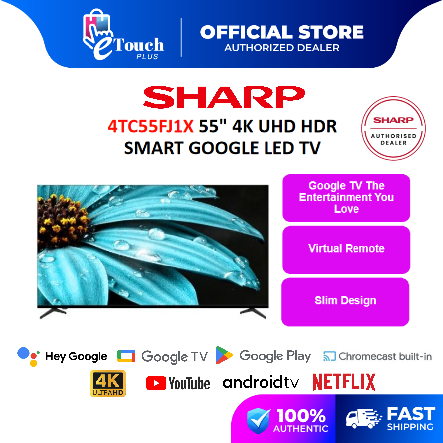 Sharp (55") 4K Smart Ultra UHD TV 4TC55EK2X / Sharp (55") 4K HDR Google TV Dolby Digital 4TC55FJ1X