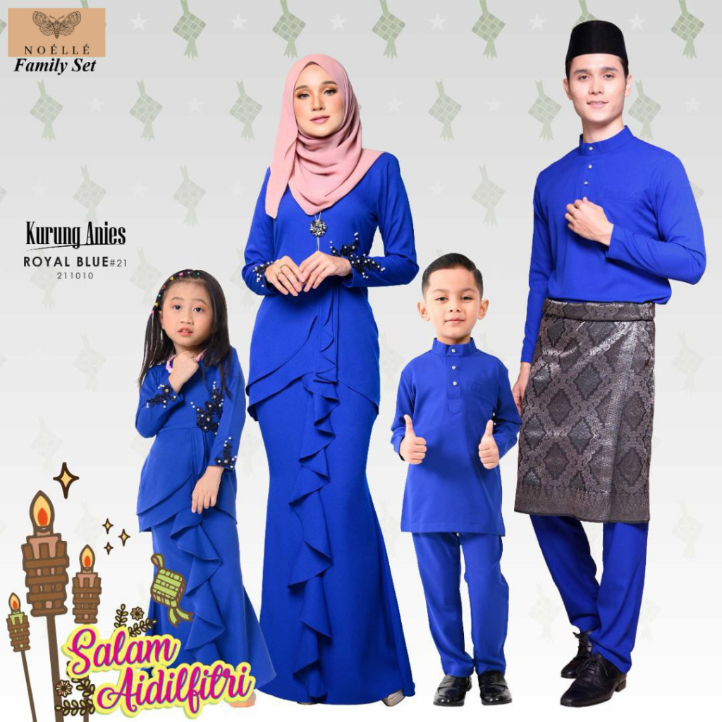 NOELLE Baju Raya Family Sedondon 2024 Baju Kurung Ibu Anak Baju Melayu Ayah Anak Baby Sedondon ANIES - ROYAL BLUE 21