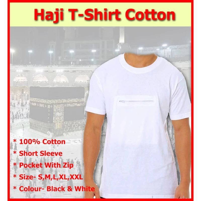 HAJI T'SHIRT HAJI JEEP PUTHI DAN HITAM