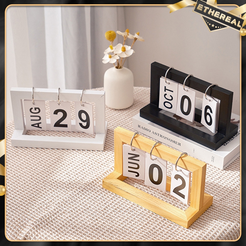 Nordic Simple Flip calendar Ins Calendar Wooden Desk Calendar Ornaments Desktop Calendar Decoration