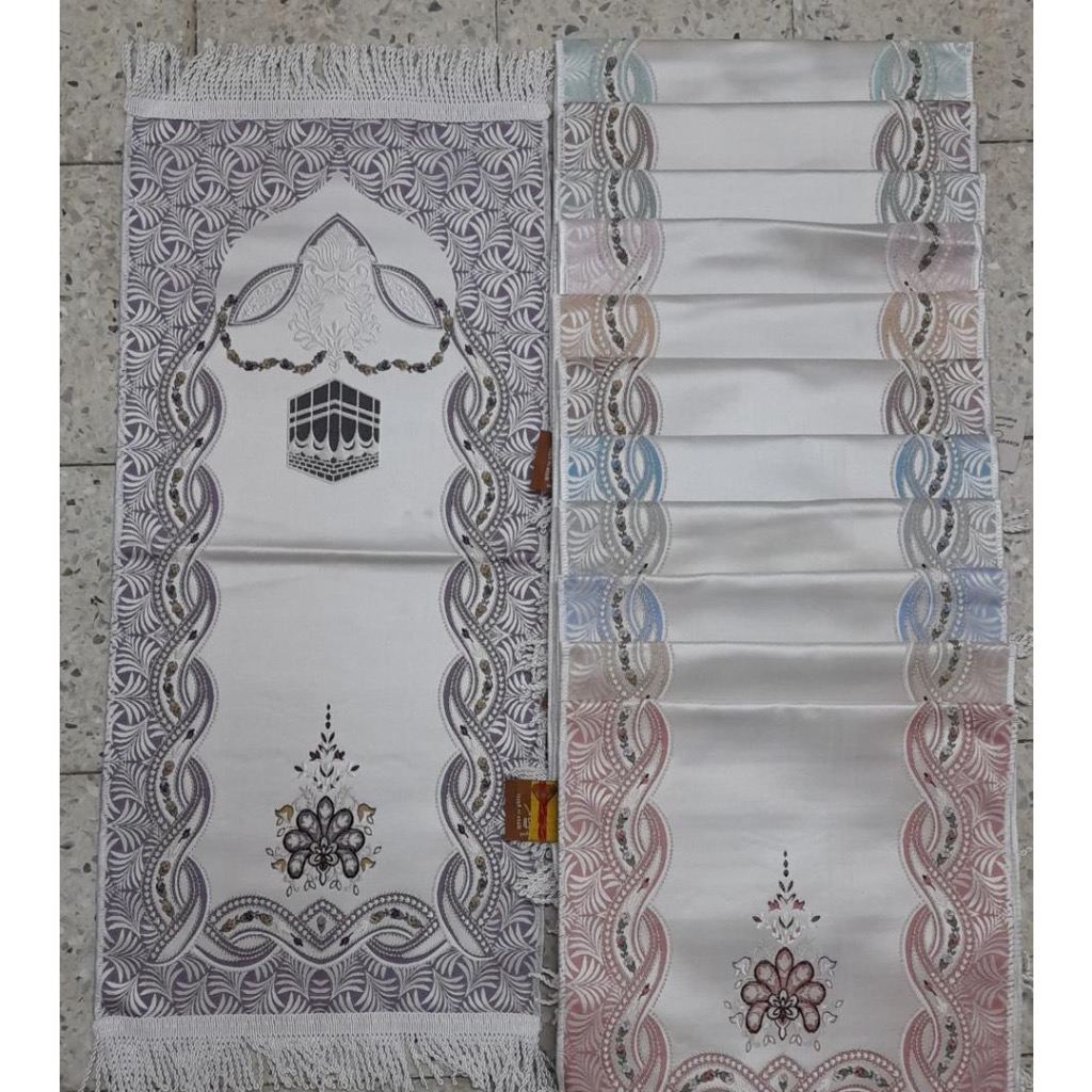 Premium Silky Sejadah Mesir satin Prayer Rug Floral Egypt