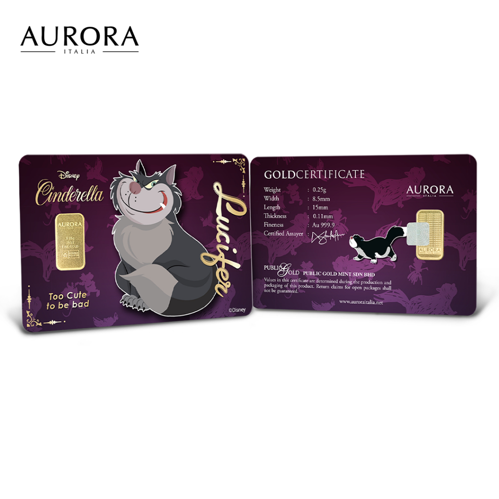 DISNEY X AURORA ITALIA (0.25g) 999.9 The Cinderella Lucifer Limited Edition Gold&hellip;