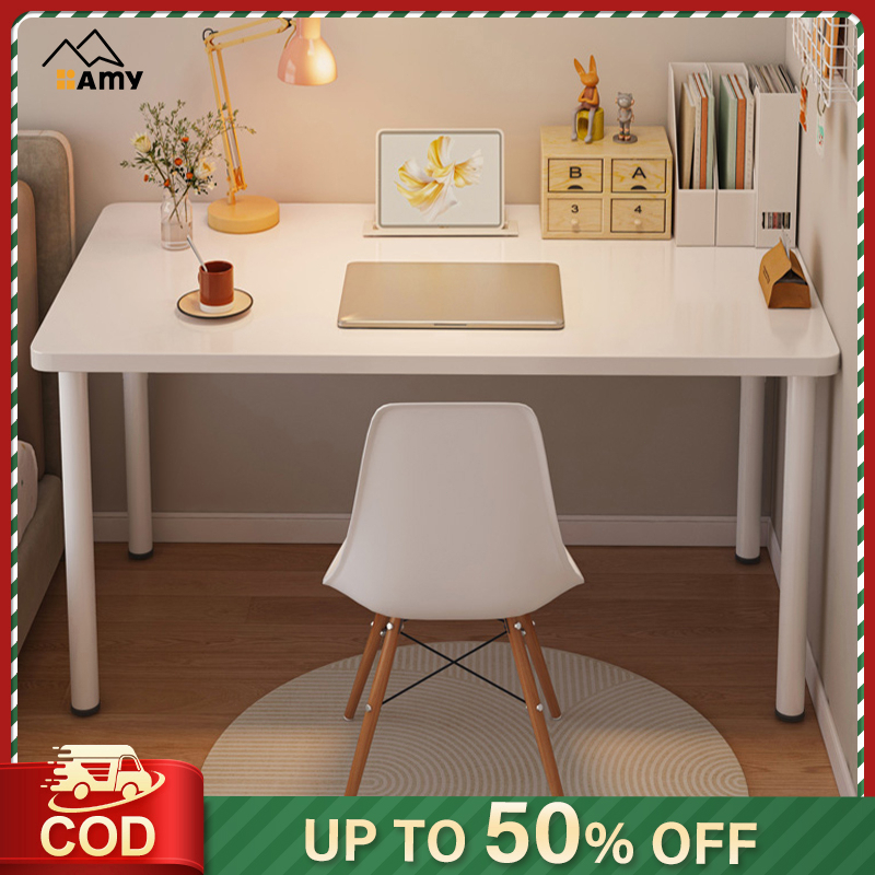 AMY Computer Desk White Study Table Simple Modern Office Writing Desk Home Dining Table Meja Belajar pejabat 桌子