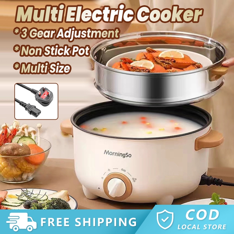 【Ready stock】4.0L Electric Cooker with Steamer Multi Cooker Electric Pot Electric Cooker 電煮鍋 Periuk Nasi Elektrik Periuk