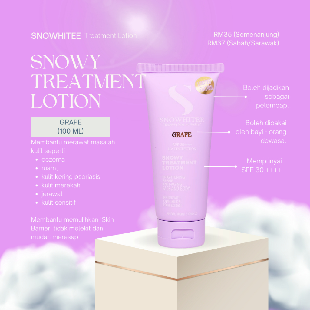 Grape Lotion Treatment Snowhitee Membantu Merawat Masalah Kulit Eczema Psoriasis Alergik Lotion Susu Unta