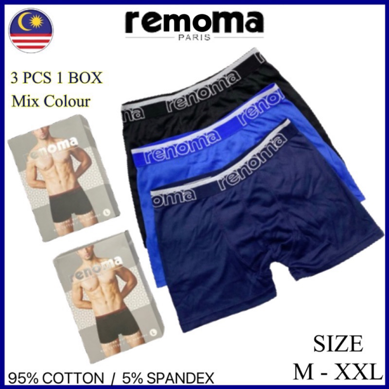 ( 3 HELAI = 1 BOX ) MEN BOXER UNDERWEAR 3PCS IN 1BOX (SELUAR DALAM SEGI EMPAT LELAKI) BAJU RAYA