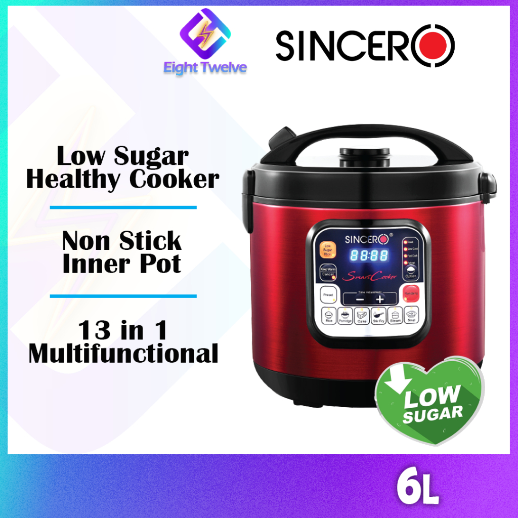 6L Sincero Smart Healthy Rice Cooker Periuk Nasi Low Sugar SEMI PRESSURE COOKER