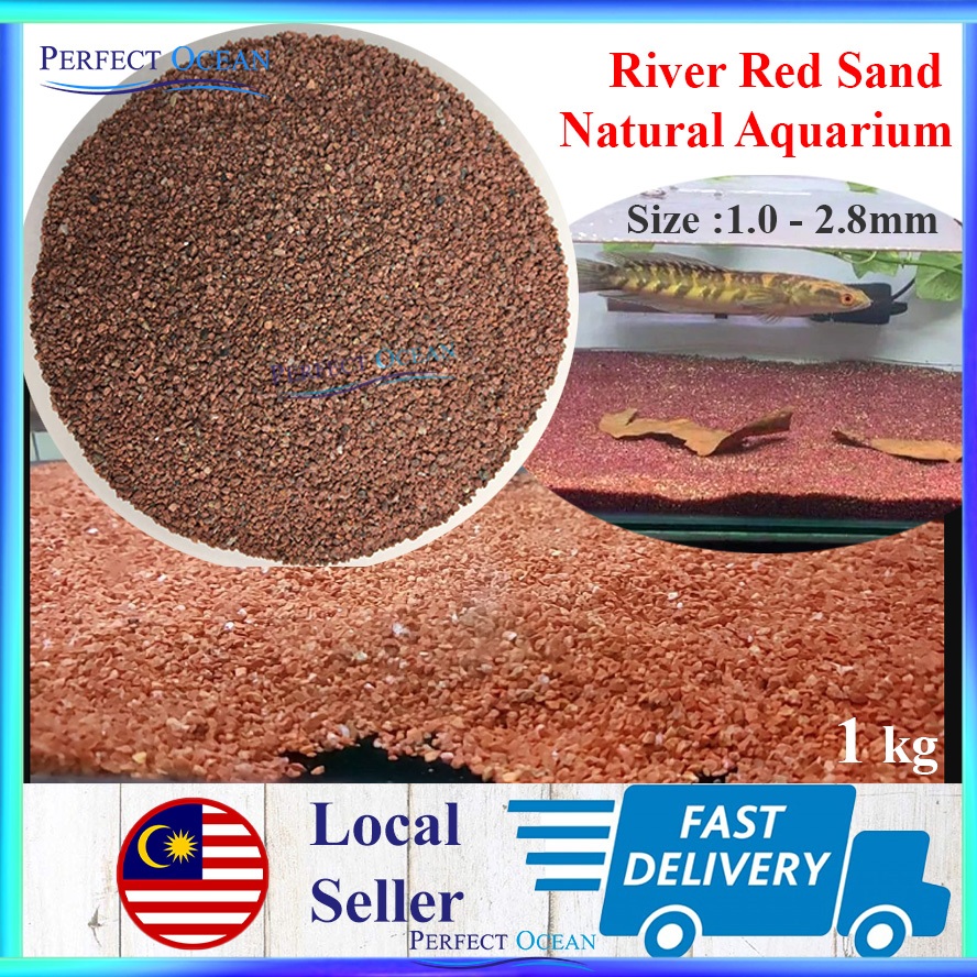River Red Sand Natural Aquarium 1-3mm - 1kg Gravel Pasir Malang Merah Hiasan READY STOCK | Perfect Ocean