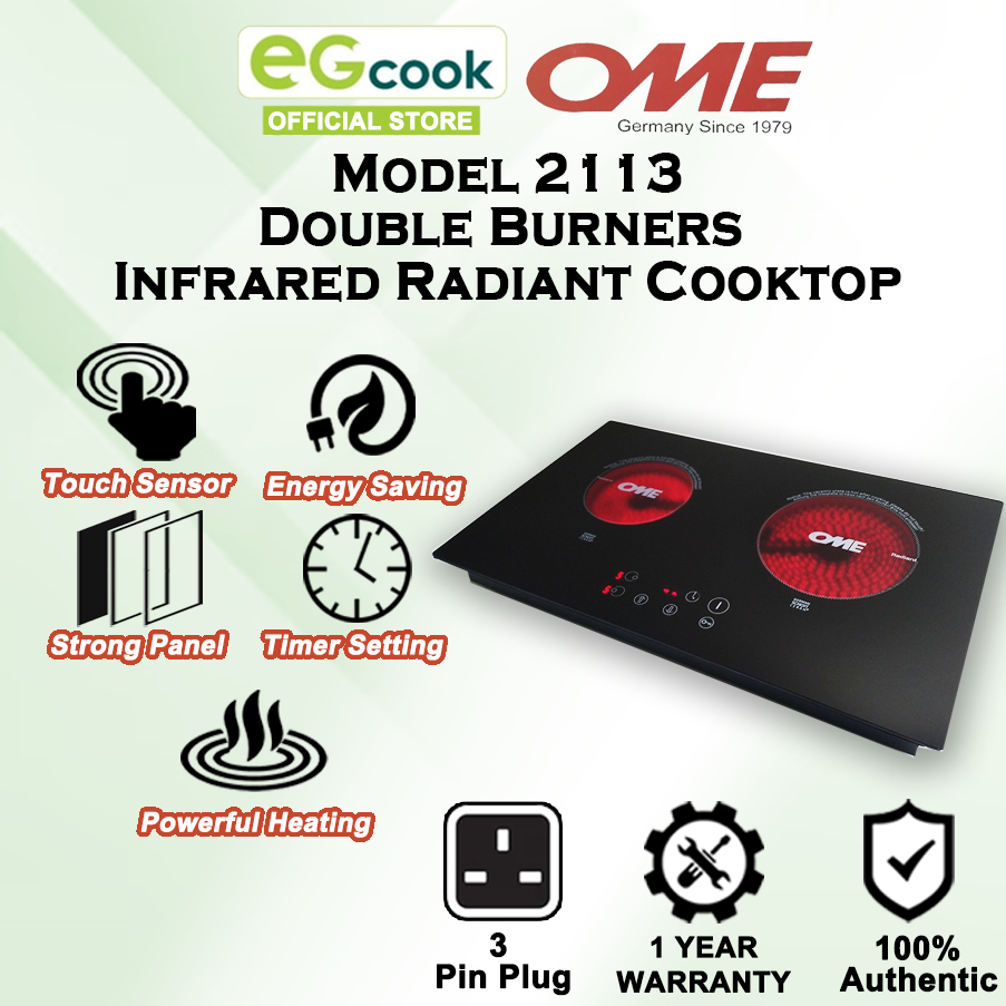 2024【OME】Electric Double Burners Infrared Radiant Cooktop Periuk elektrik Inframerah 2113 双灶电陶炉