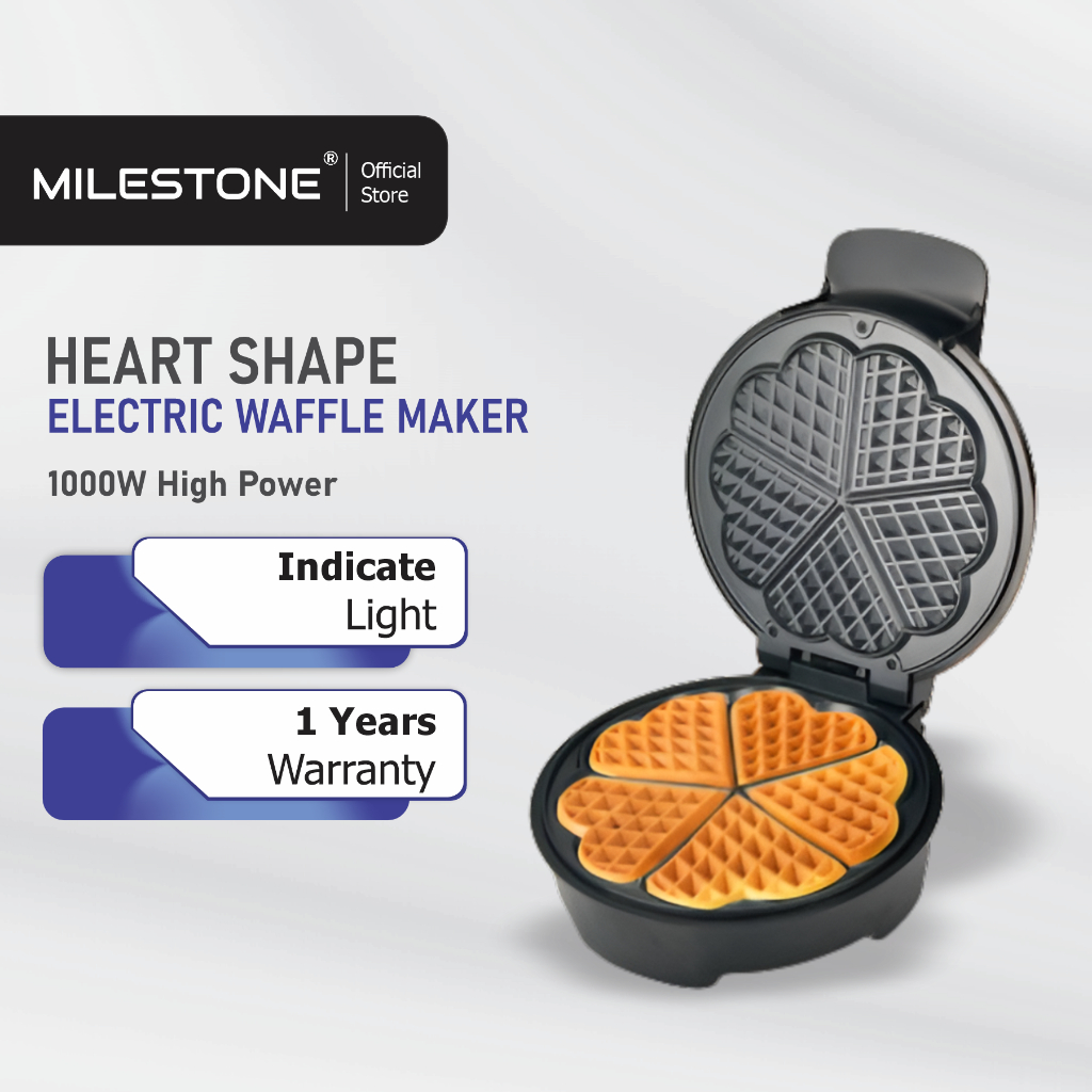 Heart Shape Waffle Maker Non-Stick Waffle Griddle Iron with five Heart-Shaped Waffles