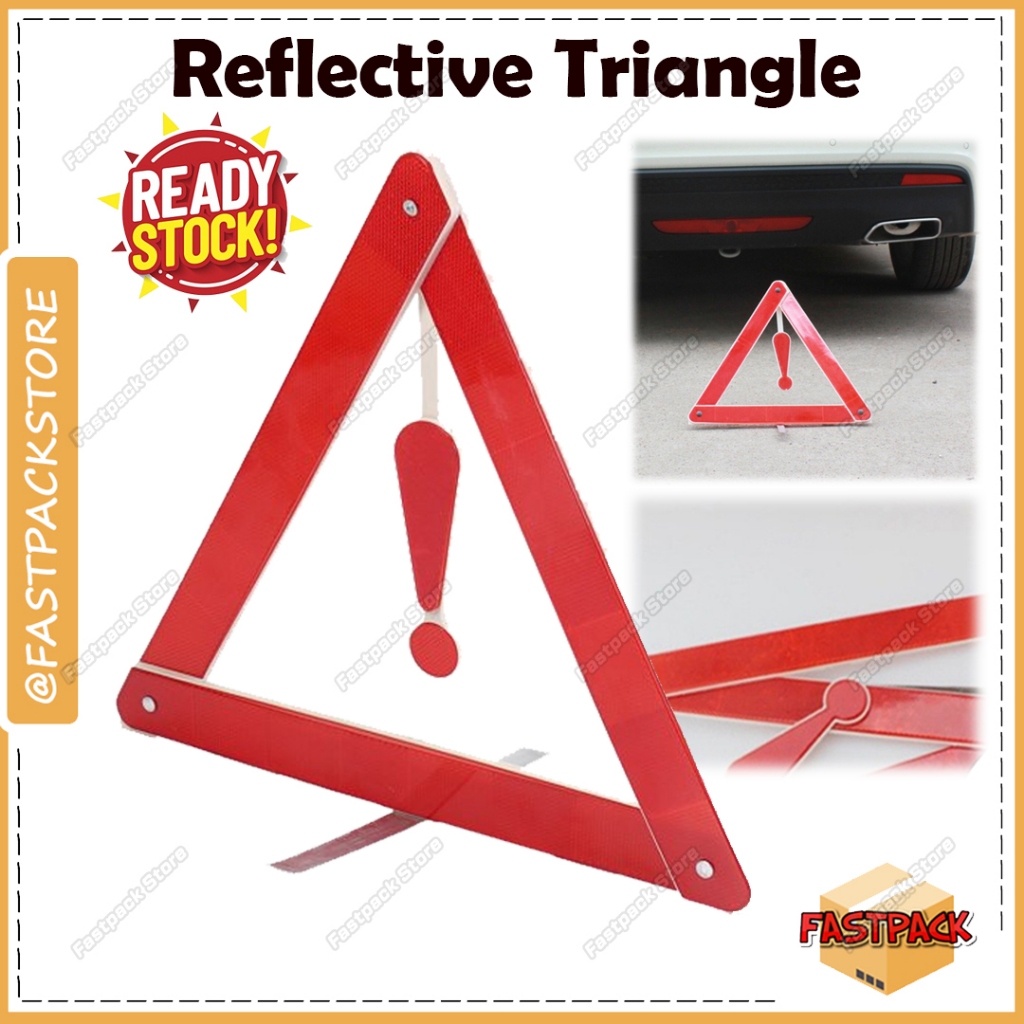 Car Reflective Foldable Triangle Emergency Safety Stop Sign Accident Warning Sign Roadside Papan Tanda Henti 汽车反光三角架警示牌