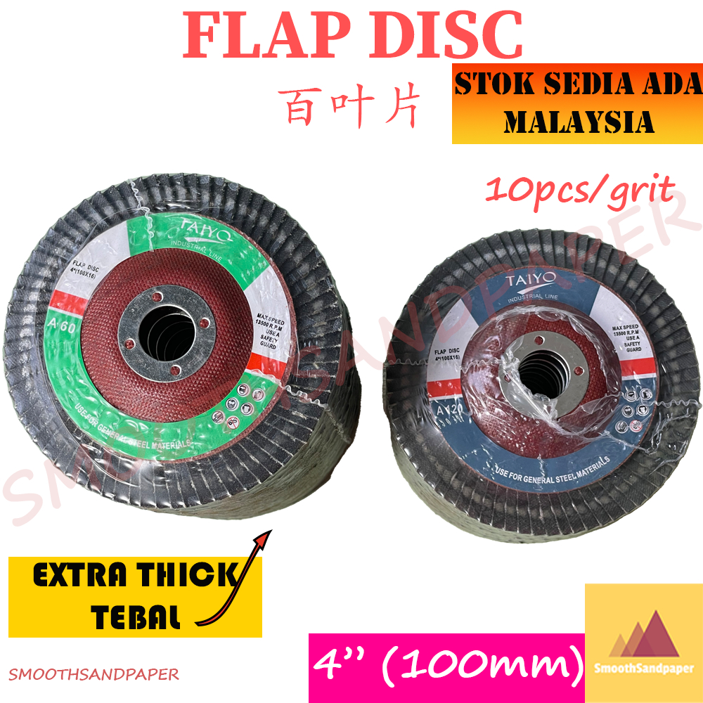 Flap Disc 4" ( 100mm x 16mm ) Sand Paper Abrasive/Sanding Grinding/Angle Grinder/Kertas Pasir Grinder 百叶片打磨片特厚砂布轮 image 2