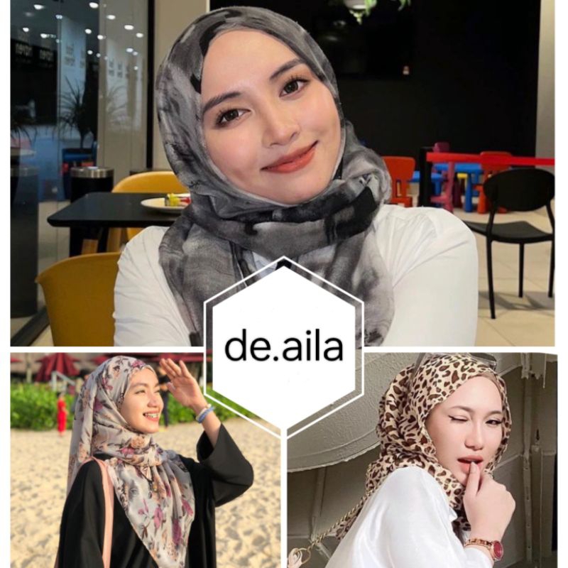 de.aila Ironless Printed Wideshawl Corak Bunga Besar Tudung Viscose Cotton Shawl Labuh