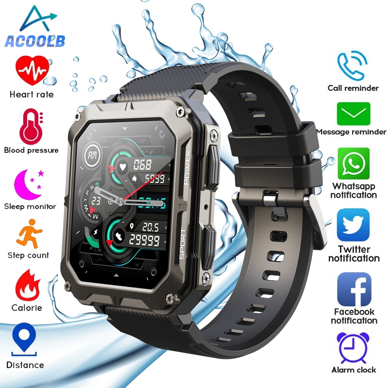 100% Original C20 pro smart watch IP68 waterproof 1.83 inch one-click connection heart rate monitor 8 sets UI fitness