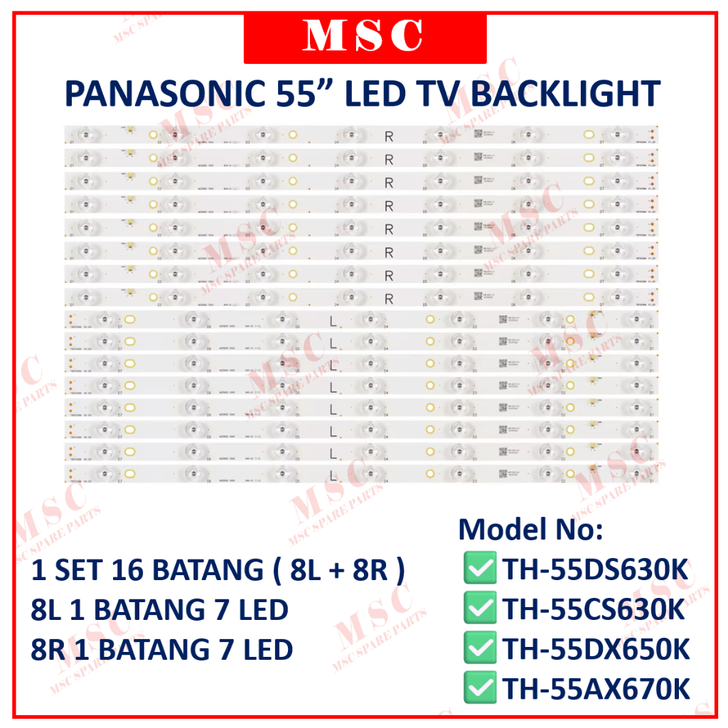 TH-55AX670K TH-55DX650K TH-55DS630K TH-55CS630K PANASONIC 55inch LED TV BACKLIGHT (LAMPU TV) TH55AX670K