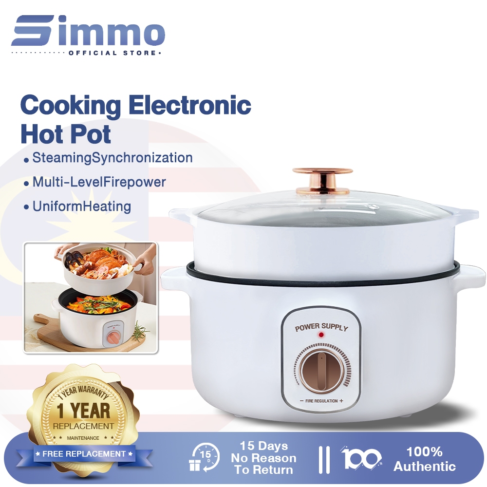 Simmo Electric Cooker Non Stick Ceramic Coating Electric Pot 3.5L Periuk Elektrik  Multi-Function Steamer Hot Pot