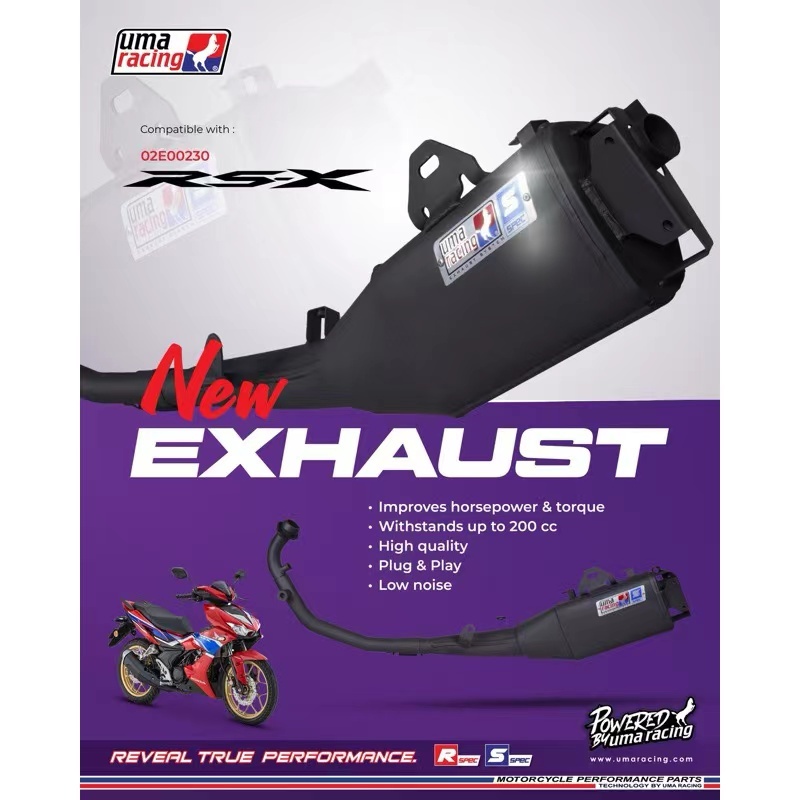 UMA RACING EXHAUST BACK / TRU PRESSURE Y16ZR Y16Z Y16 LC135 5S RSX150 RSX 150 EKZOS BISU EXZOS UMA RACING TS