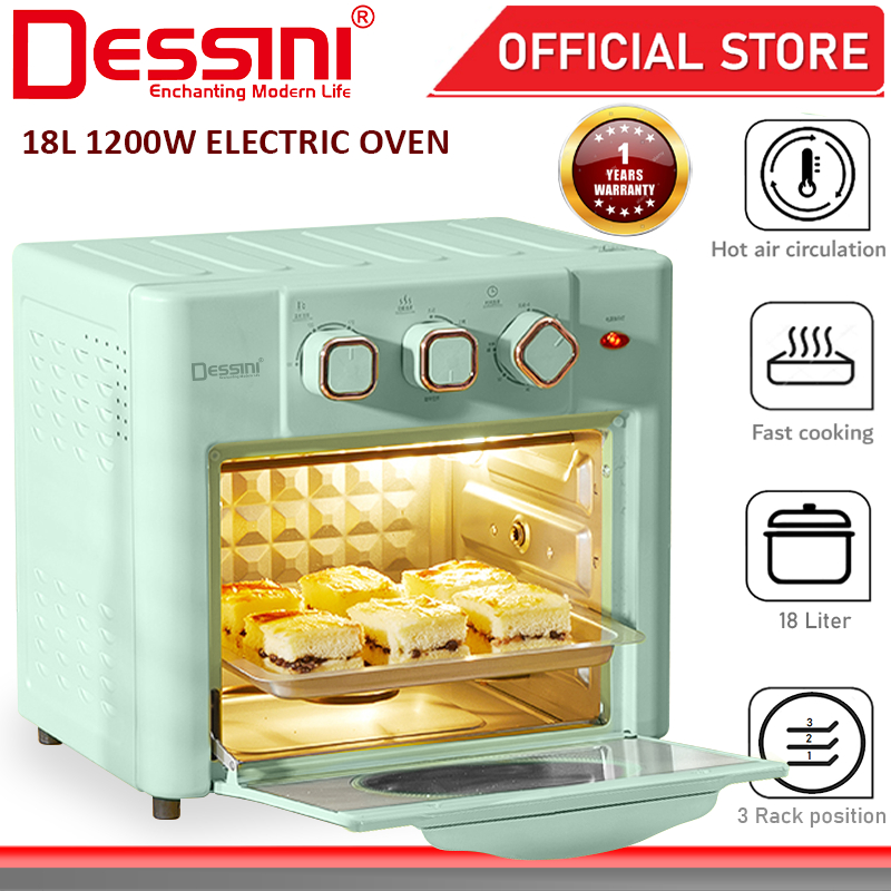 DESSINI ITALY 18L Electric Rotisserie Oven Convection Hot Air Fryer Toaster Timer Oil Free Roaster Machine / Ketuhar