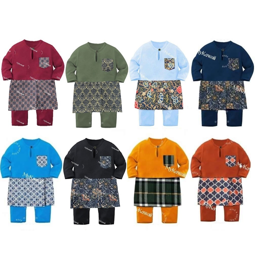 Baju Raya Baby Size Saiz Baju Melayu Sampin Baby Jumper Romper Raya Design Kanak Budak Bayi Lelaki