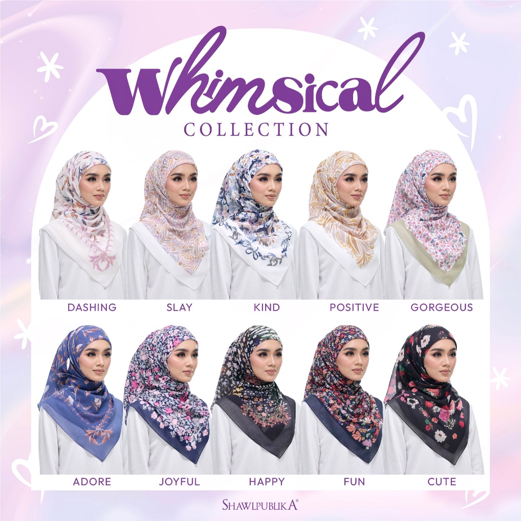 Shawlpublika Whimsical Collection TUDUNG BAWAL CORAK PRINTED BAWAL COTTON VOILE BIDANG 45 Senang Bentuk