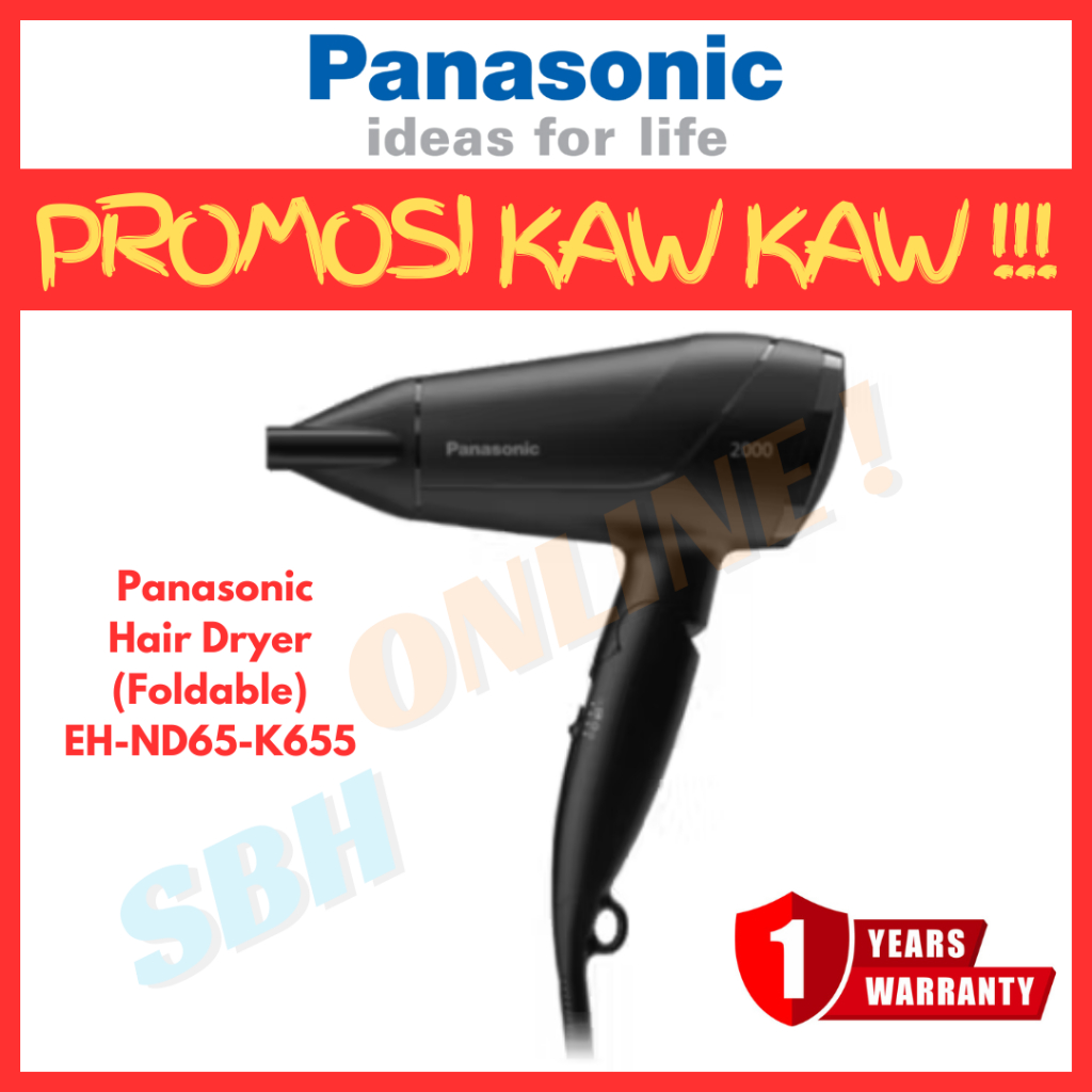 PANASONIC Fast Dry Series Hair Dryer EH-ND65-K655 , 2000W , Foldable Handle , Heat Protection (吹风机)