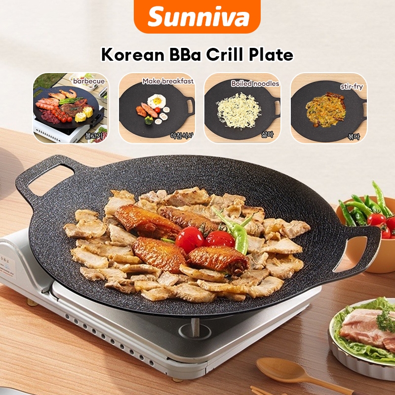 34cm Korea BBQ Grill Pan Smokeless Grill Pan Outdoor Camping Grill Pan Electric Frying Pan Multifunction Grill Pan 韩式烤盘