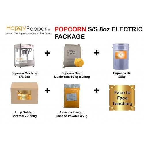 Happypopper Business Package Halal Popcorn Pakej Bertih Jagung Machine Maker 8oz Seed Caramel Include Traning