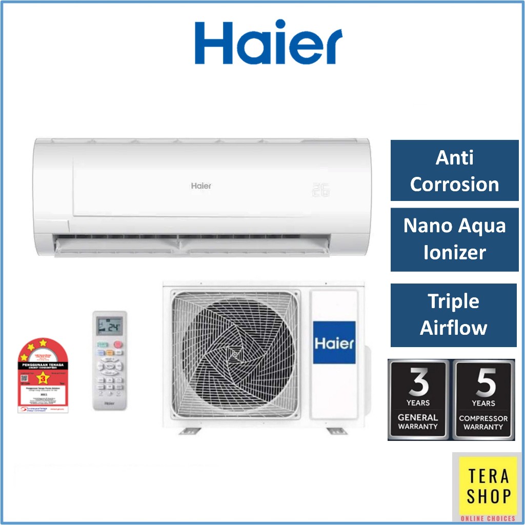 Haier HSU-10LPB23 1HP / HSU-13LPB21 1.5HP R32 Non Inverter Nano Aqua Ionizer Air Conditioner Air Cond