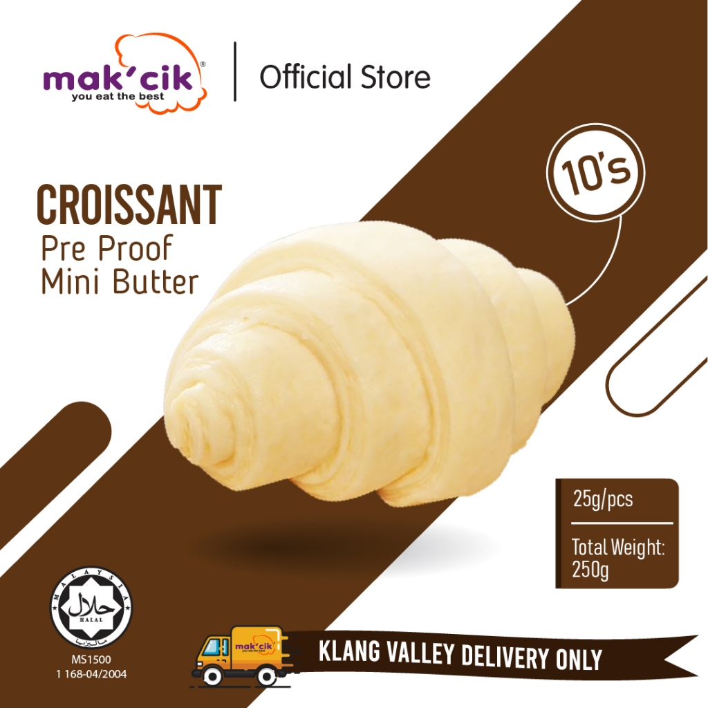 Mak'Cik Pre Proof Mini Butter Croissant 250gm