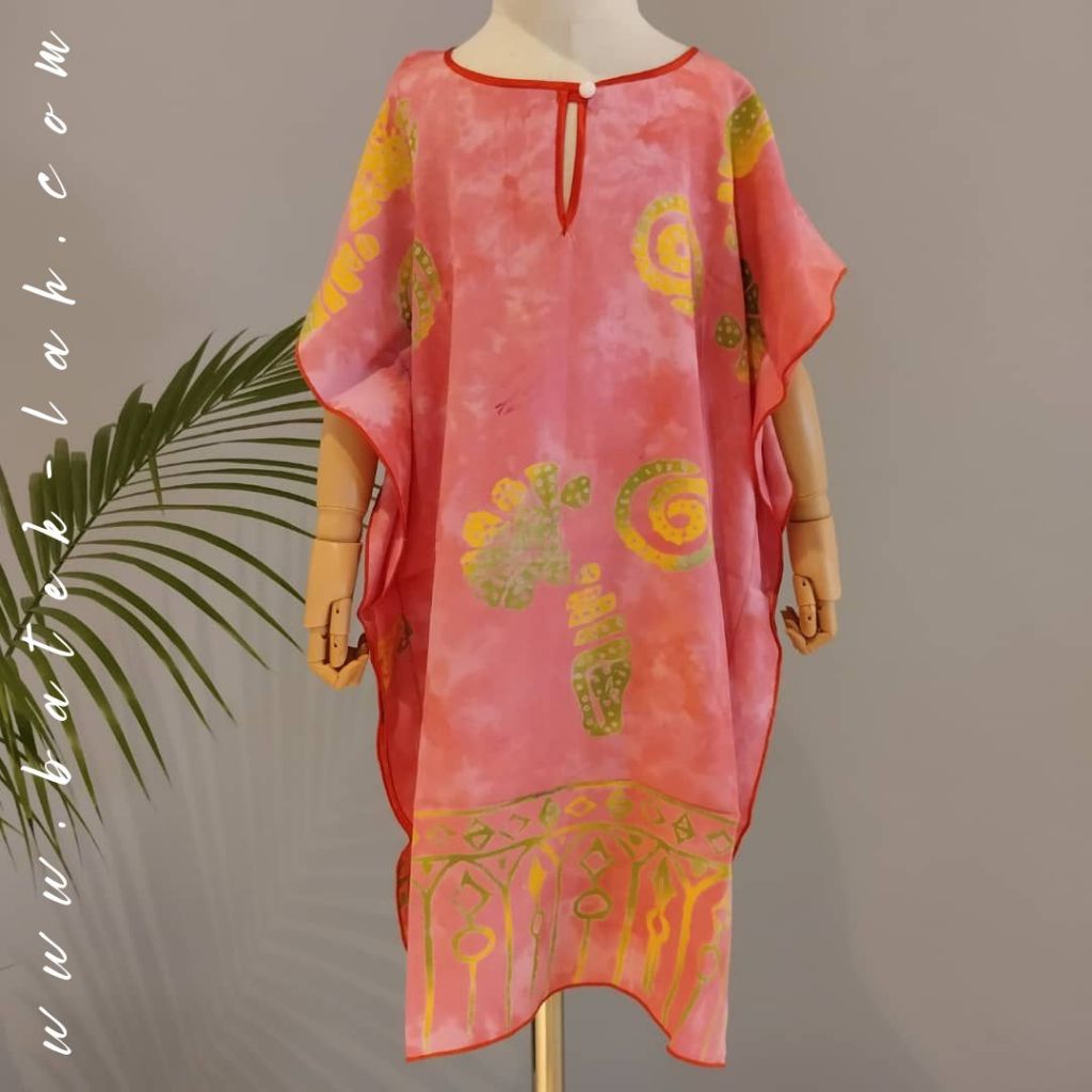 Little Batik Blossoms (L Size) Handcrafted kid kaftan - 100% handmade genuine batik - comfy & soft home wear for kids