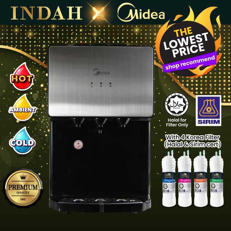 Midea Mild Alkaline Water Dispenser Hot Normal Cold X9 / X9 MEOW With 4 JAKIM Halal Water Filter