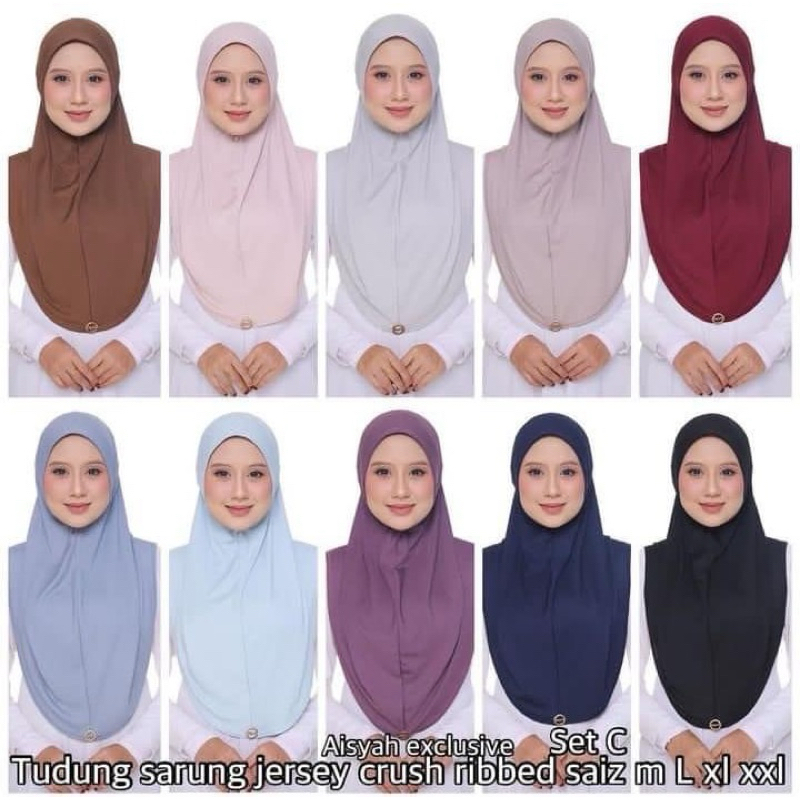 Tudung Sarung Ribbed Cotton Jersey Saiz M & Saiz L Random