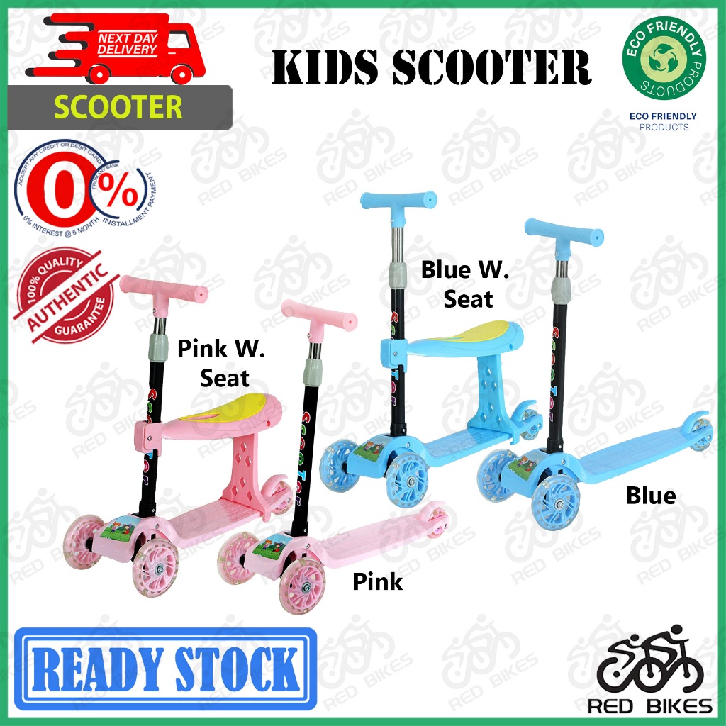 Kids Scooter Balance With LED Wheel Light ( 3 Wheel Balance Scooter ) Blue & Pink