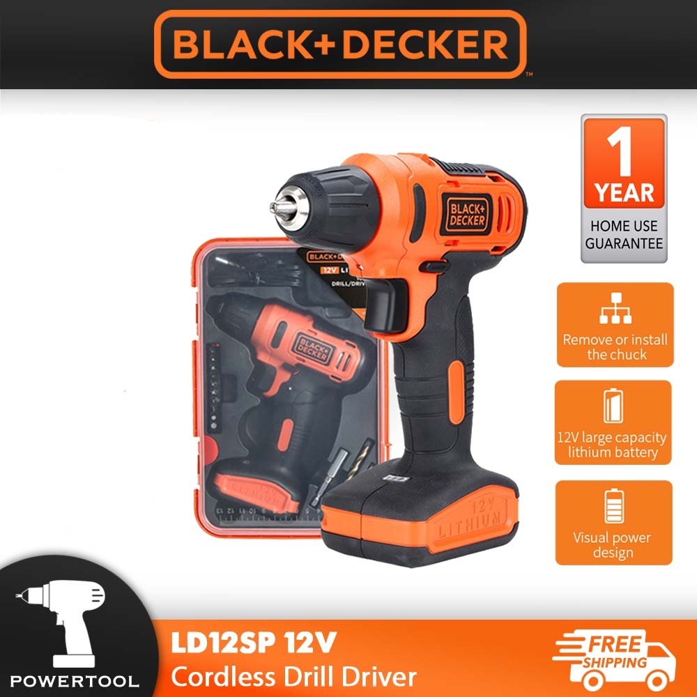 BLACK & DECKER LD12SP Cordless Driver Drill 12V Plus 13-Piece Accessories Box (LD12, LD12S)