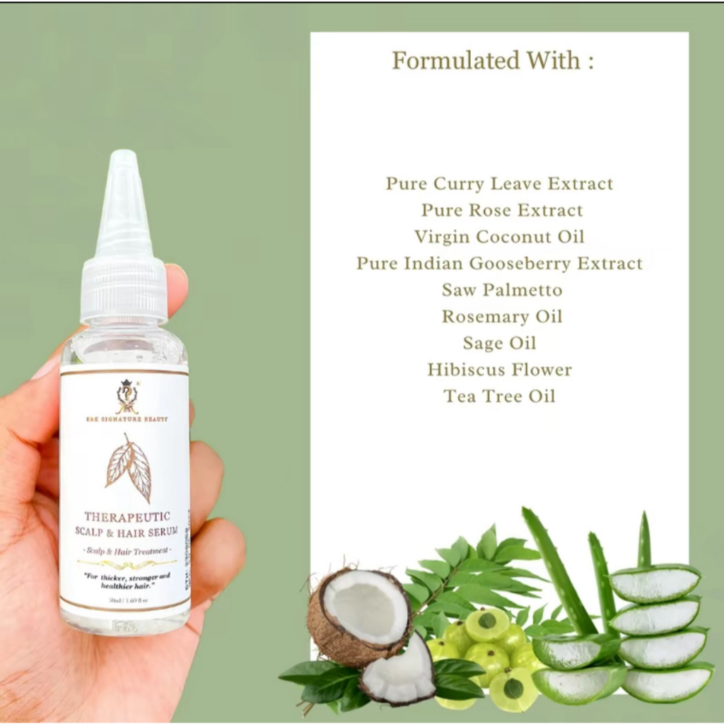 K&K 100% HERBAL THERAPEUTIC SCALP & HAIR SERUM 50ML- LEBATKAN RAMBUT - SERUM GUGUR RAMBUT - MINYAK LEBAT - AKAR