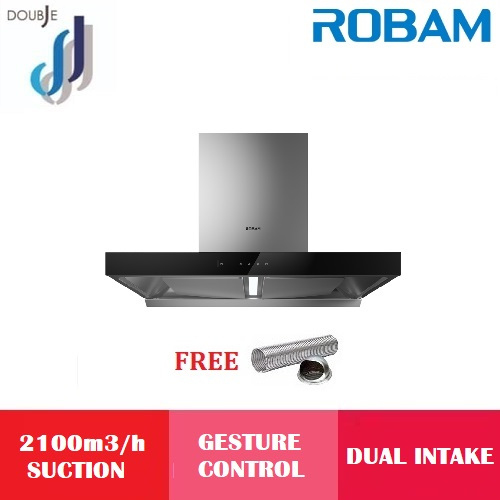 Robam 2100m3/h Turbo Function Intelligent Gesture Control 2.0 Range Hood Cooker Hood (90cm)  SRB-A852