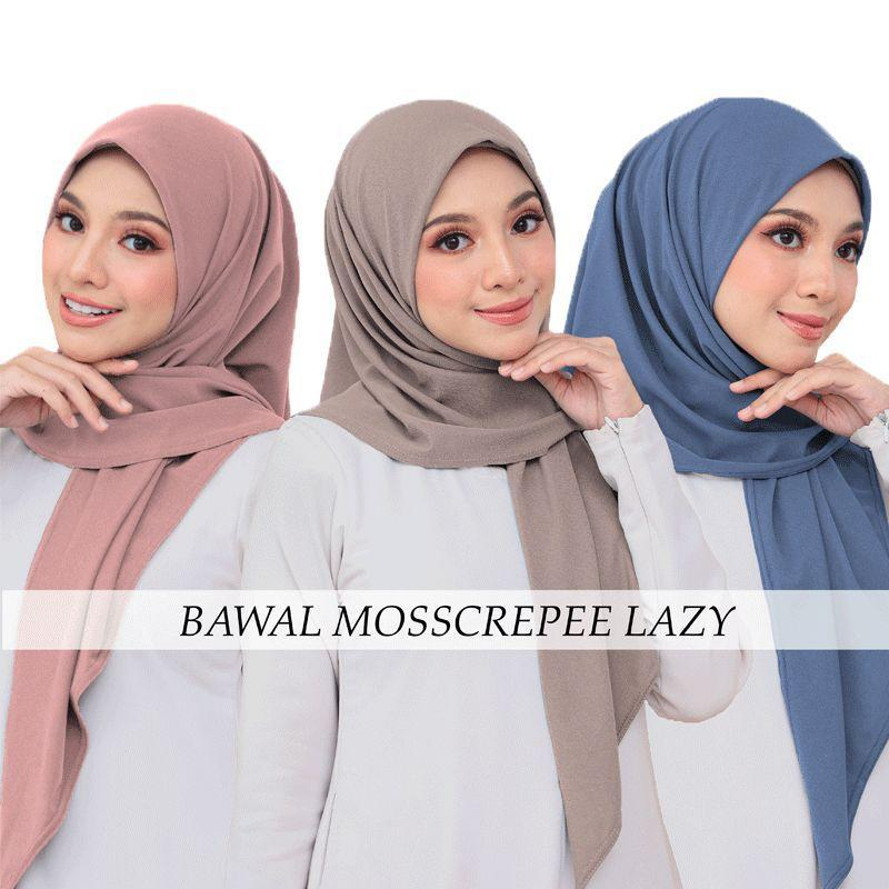 TUDUNG BAWAL LAZY/INSTANT BAWAL LAZY TRAVEL MOSSCREPE BIDANG 45"